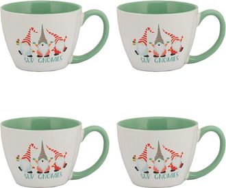 10 Strawberry Street Set Of 4 Sup Gnomies Holiday Mug