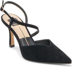 Dolce Vita Kamra Pointy Toe Slingback Pump in Onyx Suede at Nordstrom Rack, Size 11