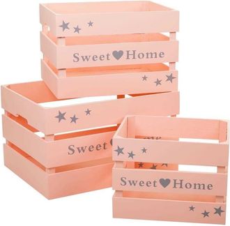 Wanderlust Deco Wanderlust Deco - Set 3 Caj&oacute;nes De Madera Lacada Rosas