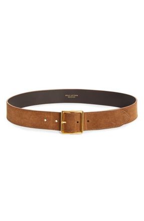 Nili Lotan Marcela Suede Belt in Martora W/Antique Gold Buckle at Nordstrom, Size 80