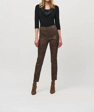 Joseph Ribkoff Foiled Classic Slim Pants In Brown/multi