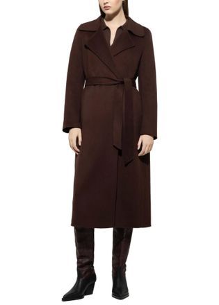 Luisa Cerano Double-Face Coat With Belt In Espresso