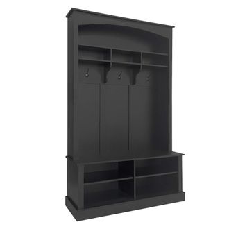 Urban Meuble Mueble recibidor negro perchero estantes y asiento