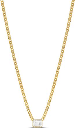 SHYMI Fancy Shape Curb Chain Necklace -.925 Sterling Silver, 14k Gold-Plated - Rhodium Plated, Cubic Zirconia, Adjustable Chain