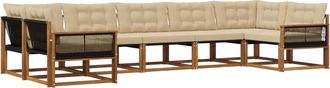 vidaXL Conjunto De Sof&aacute;s De Exterior 7 Uds. Natural Y Beige Vidaxl