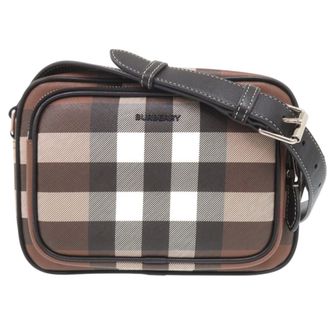 Burberry Black Brown White Pvc Leather Shoulder Bag (Pre-Owned)