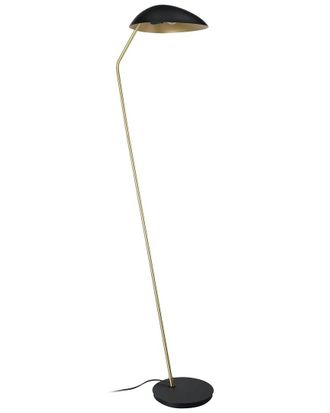 Eglo Eglo Lindmoor 1 Light Floor Lamp Black Finish With Brushed Brass Accents & Black Metal Shade