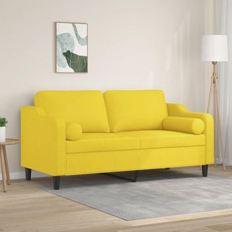 vidaXL Sof&aacute; De 2 Plazas Con Cojines Tela Amarillo Claro 140 Cm Vidaxl