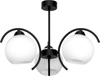 OEM L&aacute;mpara De Techo Colgante Negra Con Pantalla De Cristal Blanco 15-332 Dani