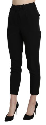 Bencivenga Black High Waist Skinny Cropped Dress Trouser Womens Pant