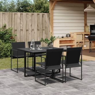 vidaXL Juego De Comedor Para Jard&iacute;n 5 Piezas Textilene Negro Vidaxl