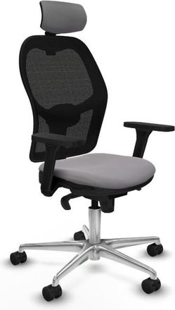 Piqueras y Crespo Jorquera Sincro Malla Negra Similpiel Gris Brazos 3d Base Aluminio Cabecero 2d Ruedas 65mm Nailon