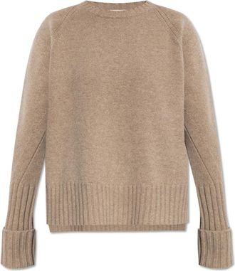 Tory Burch Wollen trui met ronde hals - Dames - Ronde hals truien - Beige - XS - Wol - Truien & Vesten