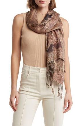 Vince Camuto Paisley Lurex Knit Scarf in Brown at Nordstrom Rack