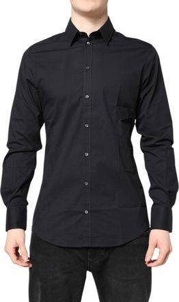 Dolce & Gabbana Black GOLD Cotton Long Sleeves Dress Mens Shirt (Pre-Owned)