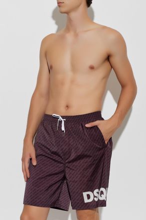 Dsquared2 Monogram Swim Shorts, Mens, Burgundy