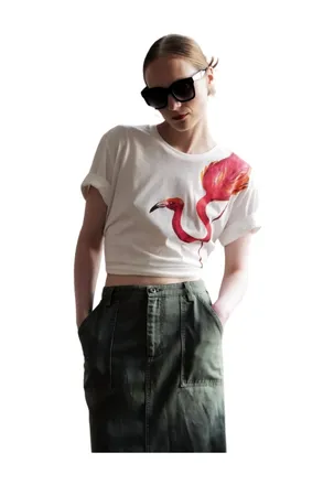 Le Superbe Vacation Ready Flamingo-Print T-Shirt In White