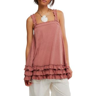 Free People Spring Tide Ruffle Tunic Top in Cedarwood at Nordstrom, Size X-Small