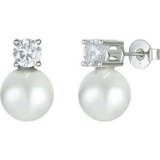 Untamed Petals Maven Pearl and Crystal Studs in Silver at Nordstrom