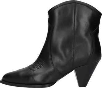 Toral Shoes Schoenen, Dames, Zwart, 38 EU, Leer, Zwarte Western Stijl Enkellaarzen