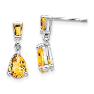 Diamond2Deal 14k White Gold Citrine Dangle Earrings