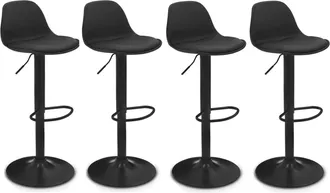IDMarket Lote De 4 Taburetes De Bar Negros De Dise&ntilde;o Karl Con Patas Negras