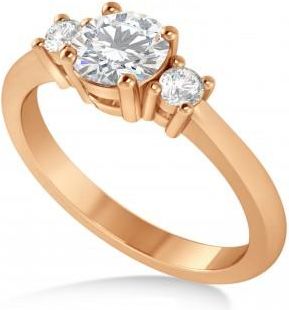 Allurez Round Moissanite & Diamond Three-Stone Engagement Ring 14k Rose Gold (0.89ct)