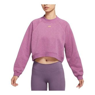 Nike (WMNS) Nike Athleisure Casual Sports Fleece Lined Short Round Neck Pullover Purple Red Hoodie Violet DM7281-507