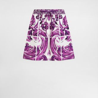 Dolce & Gabbana Majolica-print Poplin Shorts - Woman Pants And Shorts Multicolor 36
