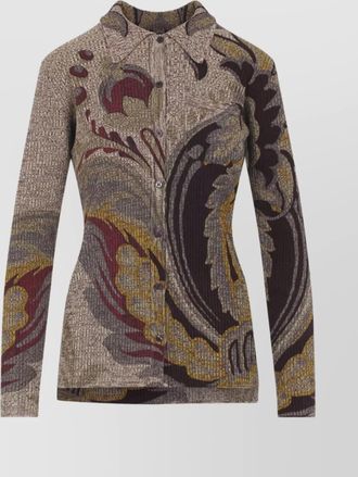Etro wool ribbed paisley-print cardigan