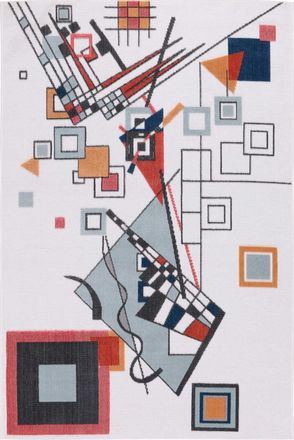 Nazar Rugs Alfombra interior exterior, dise&ntilde;o en relieve c&uacute;bico azul 266x380