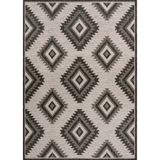 Jonathan Y Designs Lior Geometric Moroccan Diamond Indoor/Outdoor Area Rug in Black/cream at Nordstrom, Size 4Ft 0In X 6Ft 0In