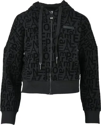 Emporio Armani Black Velvet Hooded Sweatshirt