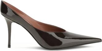 Amina Muaddi Anok 90 mm muiltjes met puntige neus - Bruin