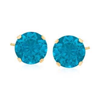 Ross-Simons London Blue Topaz Martini Stud Earrings in 14kt Yellow Gold
