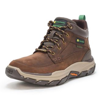 Skechers Mens John Deere: Respected-Landin Waterproof Mid Top Leather Lace Up Boots, Cocoa, 10 UK
