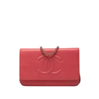 Chanel Pre-owned Wallet on Chain - Dames - Pre-owned - Roze - Maat: ONE Size Leer