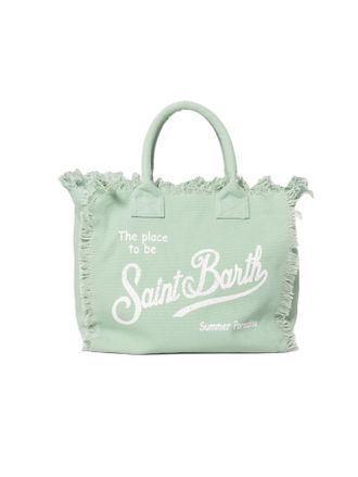 MC2 Saint Barth Pastel Green Tote Bag with Frayed Edges
