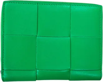 Bottega Veneta Intrecciato Green Leather Wallet (Bi-Fold) (Pre-Owned)