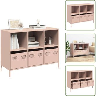 vidaXL Credenza con Mensole - vidaXL Credenza Rosa 101,5x39x73,5 cm in Acciaio Laminato a Freddo - Credenza per Soggiorno