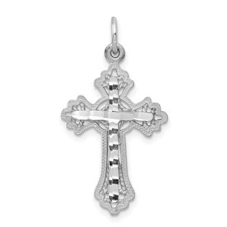 Diamond2Deal 10K White Gold Diamond-Cut Cross Charm