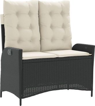 vidaXL Vidaxl - Sill&oacute;n Reclinable De Jard&iacute;n Con Cojines Rat&aacute;n Sint&eacute;tico Negro