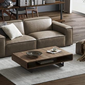 Castlery Walnut Coffee Table, Gentle Rounded Edges | Peri by Castlery, Brown