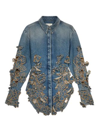 Blumarine Camicia denim a fiori
