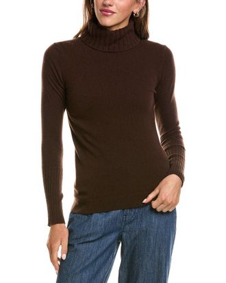 Fort&eacute; Cashmere Chunky Trim Turtleneck 100% Cashmere Sweater