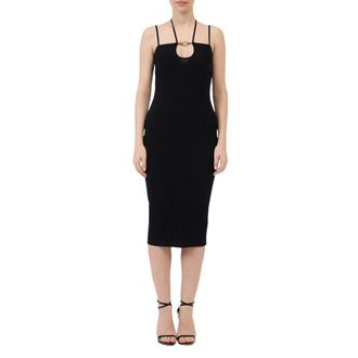 Just Cavalli Gebreide Maxi Jurk met Metalen Logo - Dames - Casual kleedjes - Zwart - M - Kleedjes
