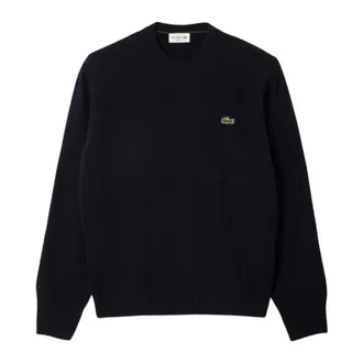Lacoste Sweatshirts, male, Blue, Size: 4XL Blue Crew Neck Wool Sweater