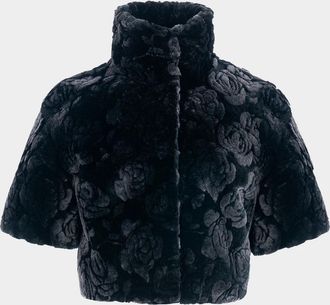 Gorski Select Rose-Print Shearling Bolero
