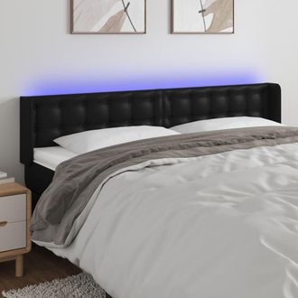 vidaXL Cabecero Con Led Cuero Sint&eacute;tico Negro 163x16x78/88 Cm Vidaxl