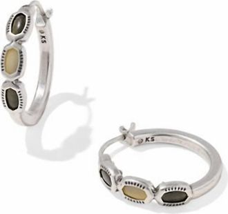 Kendra Scott Womens Mini Elisa Hoop Earrings In Vintage Silver Black Mix